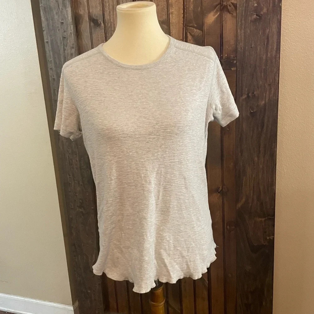 Wings + horns Slub Knit Casual Cotton T-shirt Ruffle Hem Classic Small